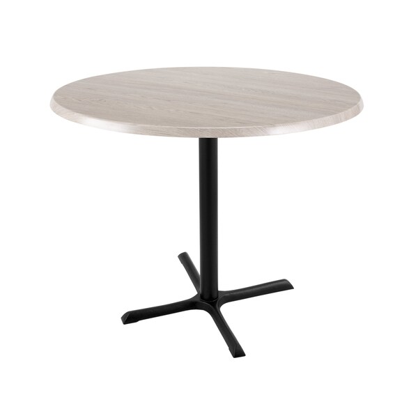 36" Tall OD211 Black Table Base 30" x 30" Foot 36" Diameter White Ash Top by the HollBar Stool Co.